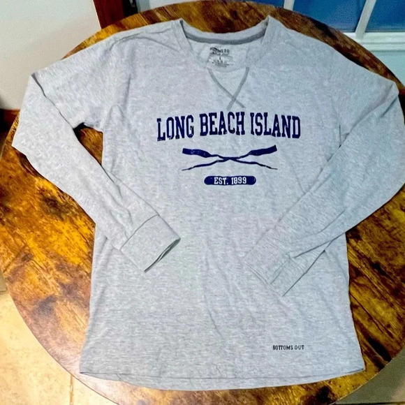 Bottom Out Tops - BOTTOMS OUT | ladies Long Beach Island t-shirt. Size: L.